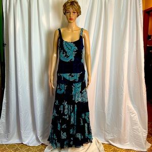 NWOT New York Jones dress company size 12 sleeveless long dress in blue Hues